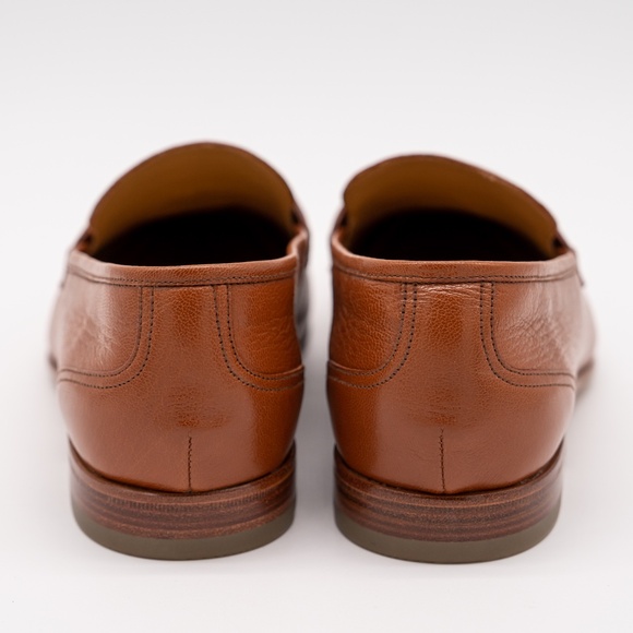 size 8.5 Bally Tan Saily Cuero Goat Grained Leather Gold Chain Tassel Loafers main image 13